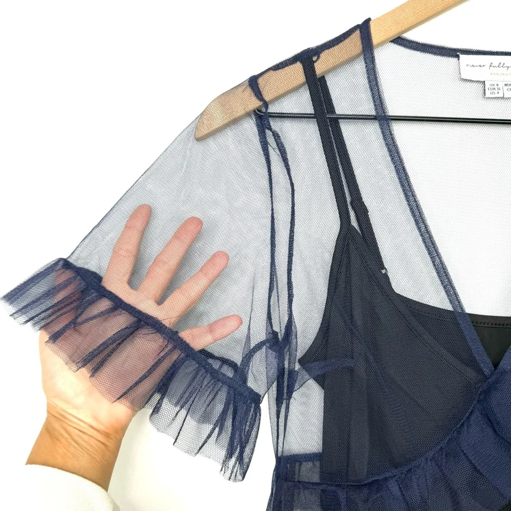 NEW Never Fully Dressed Kate Sheer Ruffled Mini Dress - Picture 6 of 15